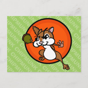 TARJETA DE POSTAL HORIZONTAL CUTE CHIPMUNK