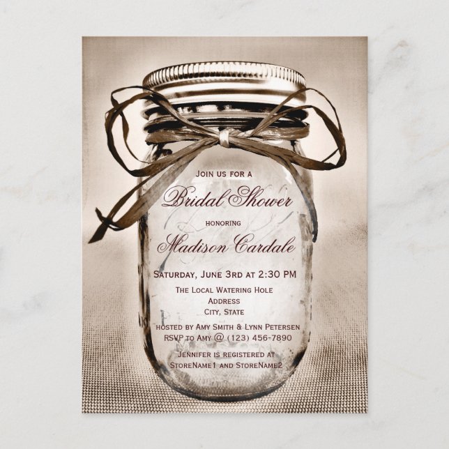 TARJETA DE POSTCARD DE invitación a ducha de novia (Anverso)
