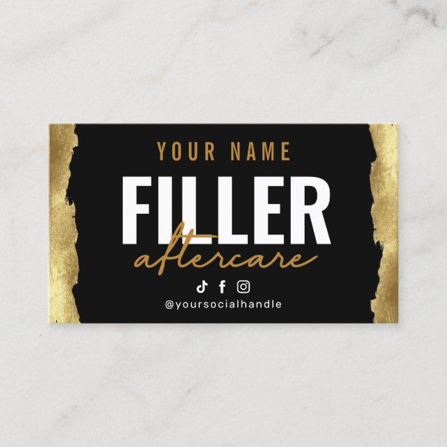 Tarjeta de postcuidado de purpurina Gold Filler In (Anverso)