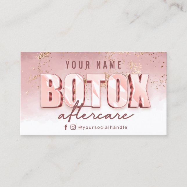 Tarjeta de postcuidado moderna de Botox de oro ros (Anverso)