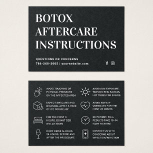 Tarjeta de postcuidado para inyección de botox neg