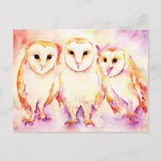 Tarjeta de poste de búho Watercolor 3