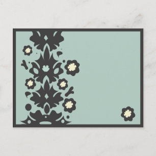 Tarjeta de poste de la flor negra y Aqua