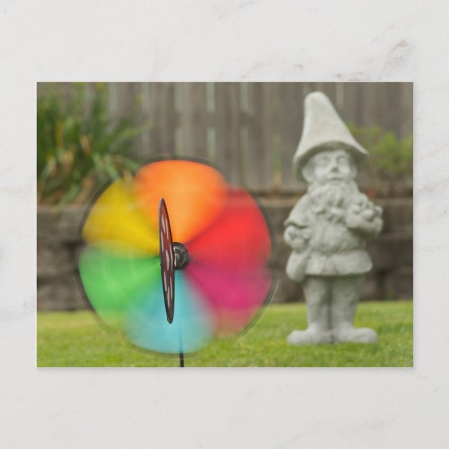 Tarjeta de poste PinWheel and Garden Gnome (Anverso)