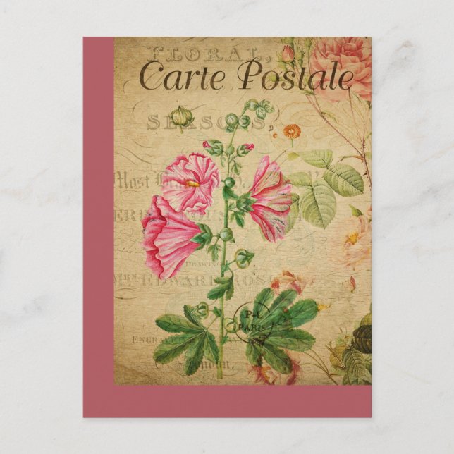 Tarjeta de posteo floral francesa de época (Anverso)