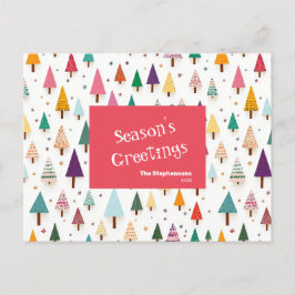 Tarjeta de posteos de árboles de Navidad retro cut