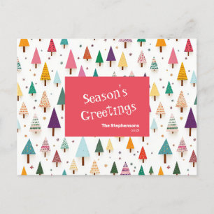 Tarjeta de posteos de árboles de Navidad retro cut