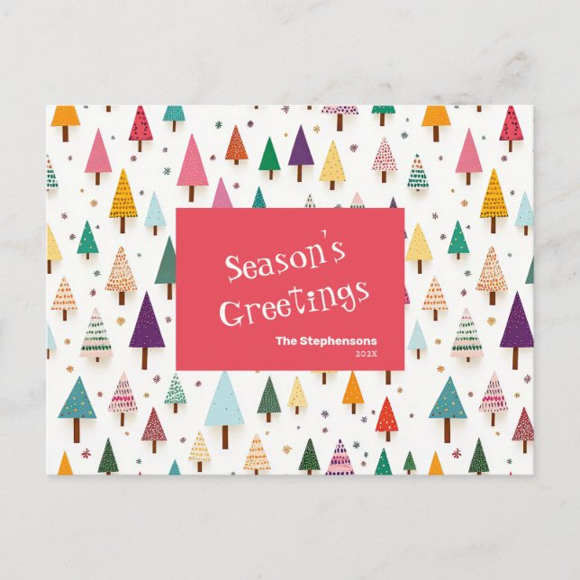 Tarjeta de posteos de árboles de Navidad retro cut (Anverso)