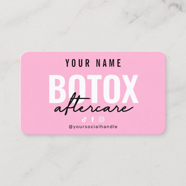 Tarjeta de postergación simple de botox rosa (Anverso)