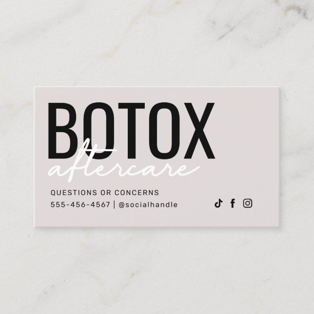 Tarjeta de postergación simple y moderna de botox (Anverso)