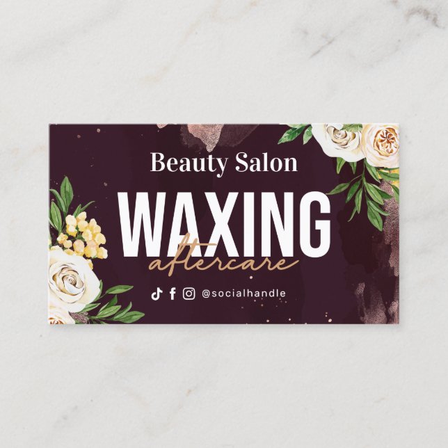 Tarjeta de postre Burgundy Gold Waxing (Anverso)
