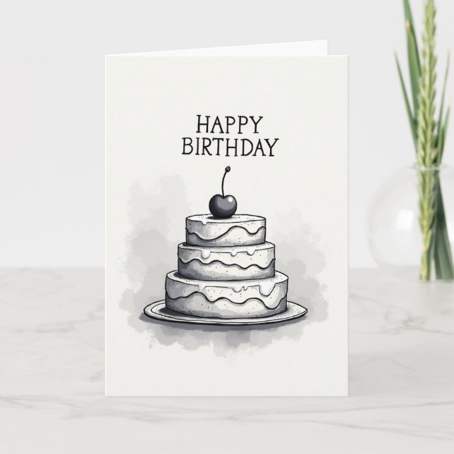 Tarjeta de Postre de Cumpleaños Elegante (Anverso)