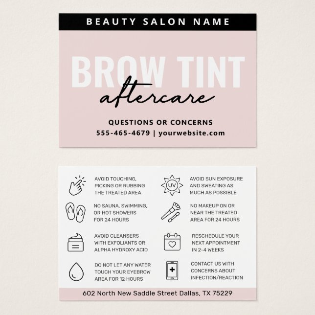 Tarjeta de postre de tintes rosados pasteles moder (Anverso y reverso)