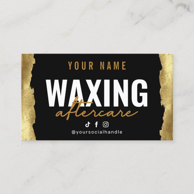 Tarjeta de postre Gold Modern Waxing (Anverso)