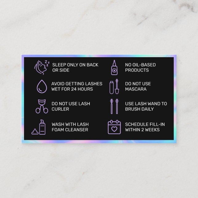 Tarjeta de postre Holográfica Lash (Reverso)