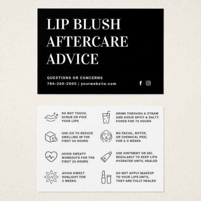 Tarjeta de postre moderna para el labio negro Rubo (Anverso y reverso)