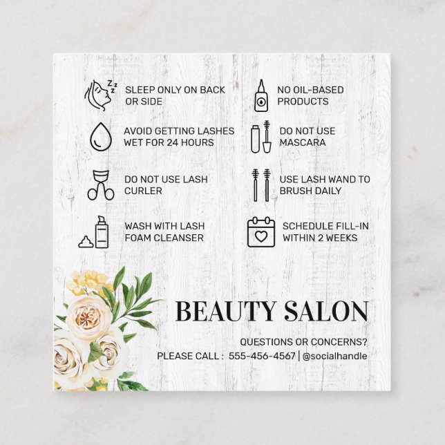 Tarjeta de postre Spring Lash (Reverso)