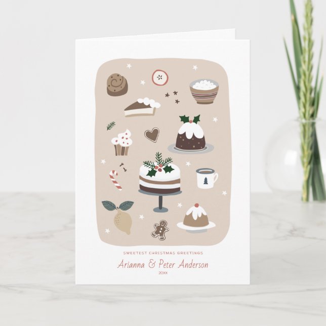 Tarjeta de postres de vacaciones para Navidades nó (Anverso)