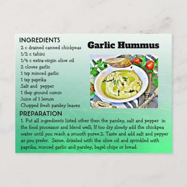 Tarjeta de postulación Garilic Hummus (Anverso)