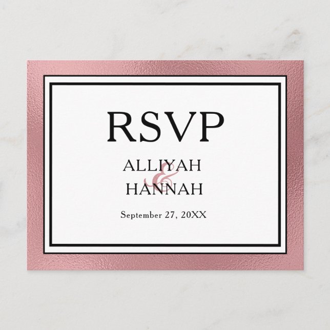 Tarjeta de postulación RSVP de la boda moderna de  (Anverso)