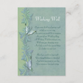 Tarjeta de pozo de desear floral de mariposa