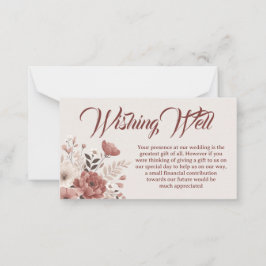 Tarjeta de pozo de desear Floral suave rosa y turb