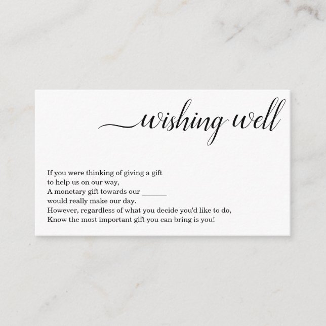 Tarjeta de pozo de deseo minimalista - Invitación  (Anverso)