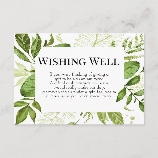 Tarjeta de pozo de deseo, tarjeta de Boda de veget (Anverso)