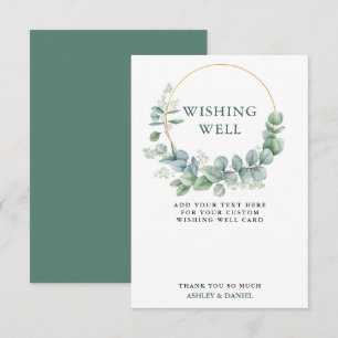 Tarjeta de pozo de deseos de boda con follaje de e