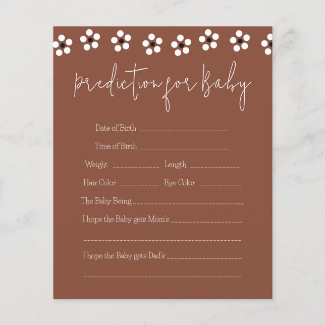 Tarjeta de predicción de Baby Shower de Cielito Li (Anverso)