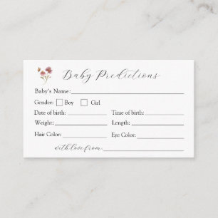 Tarjeta de predicción de bebé con flor silvestre