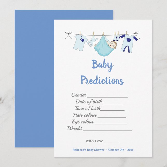 Tarjeta de predicción de bebé de juegos de baño in (Anverso / Reverso)