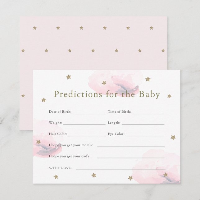 Tarjeta de predicción de bebé de la nube rosa y es (Anverso / Reverso)