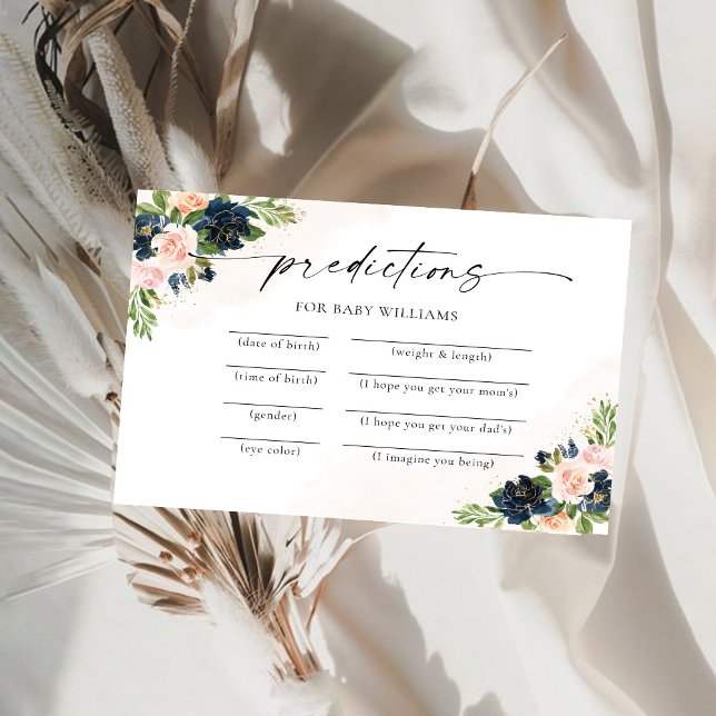Tarjeta de predicción de bebé floral rosa de la ma (Subido por el creador)