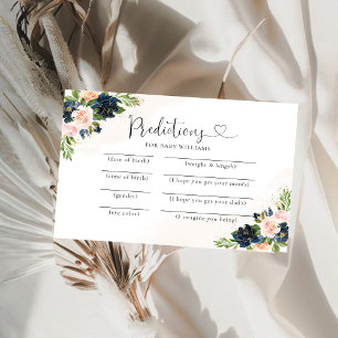 Tarjeta de predicción de bebé floral rosa de la ma