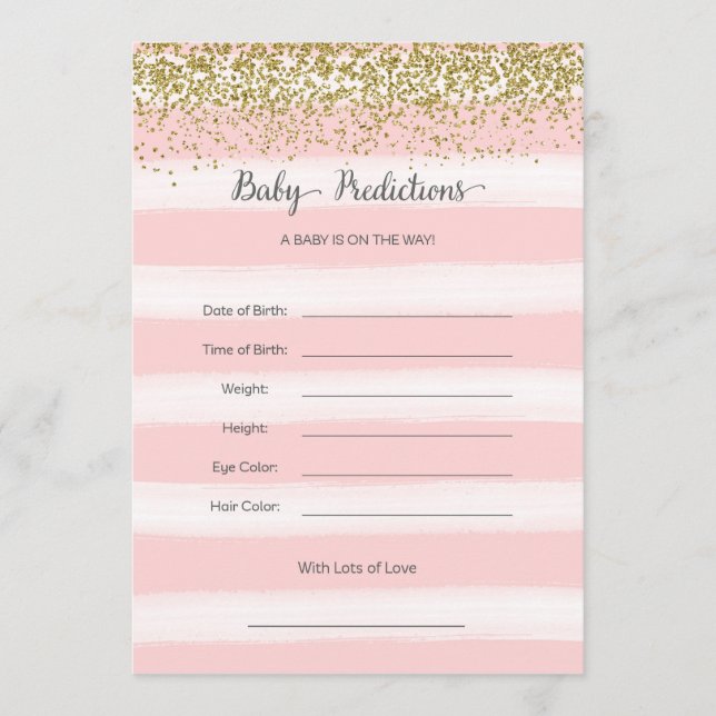 Tarjeta de predicción de bebes de oro y rosa (Anverso)