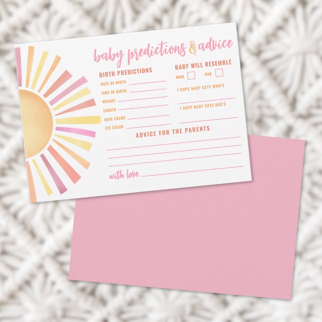 Tarjeta de predicción de consejos de sol Baby Show (Sunshine Advice Predictions Card Sun Baby Shower )