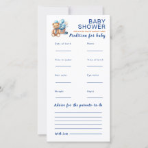 Tarjeta de predicción de shower de bebé niño con a