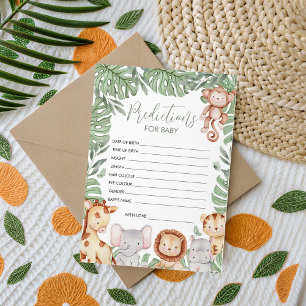 Tarjeta de predicción para baby shower de safari