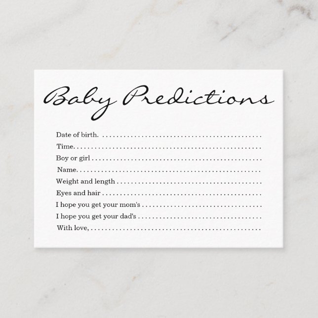 Tarjeta de predicción para bebés Baby Shower - Sim (Anverso)