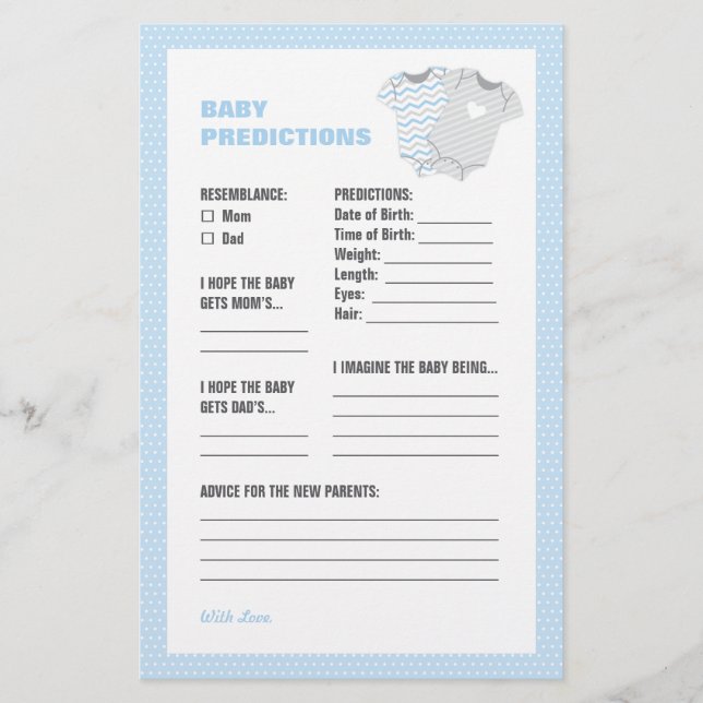 Tarjeta de predicción para bebés de Baby Shower Bo (Anverso)