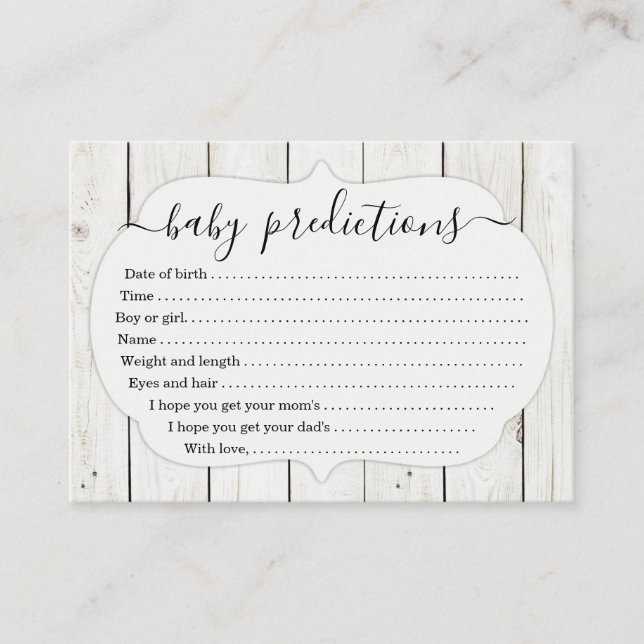 Tarjeta de predicción para bebés para Baby Shower  (Anverso)
