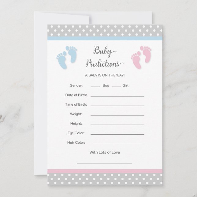 Tarjeta de predicción para bebés rosa y azul (Anverso)