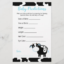 Tarjeta de predicciones Baby Shower de Blue Dairy