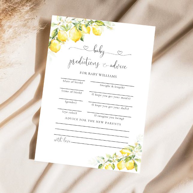 Tarjeta de predicciones Baby Shower de Citrus para (Subido por el creador)