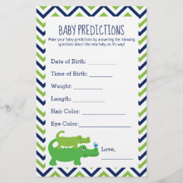 Tarjeta de predicciones Baby Shower de guion prepp