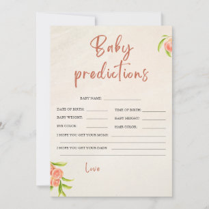 Tarjeta de predicciones Baby Shower de Peach