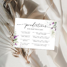 Tarjeta de predicciones Baby Shower de Purple Gree