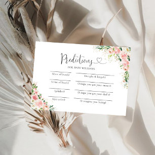 Tarjeta de predicciones Baby Shower de Rubor Pink 