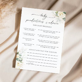 Tarjeta de predicciones Baby Shower de White Roses